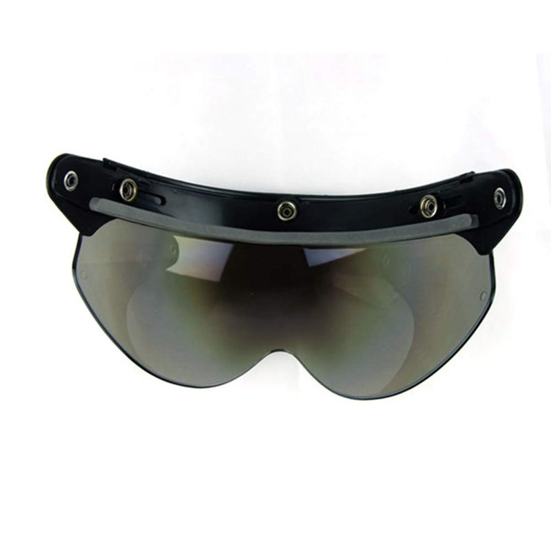 WANCAR Universal Motorcycle Retro Pilot-Style Standard 3 Snap-Button Visor Flip Up Down Open Face Helmet Wind Shield(Dark Smoke) - Image 3